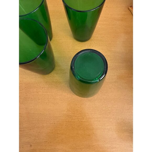 Set Of 4 Vintage Green Glass Drinking Tumblers - Picture 3 of 3
